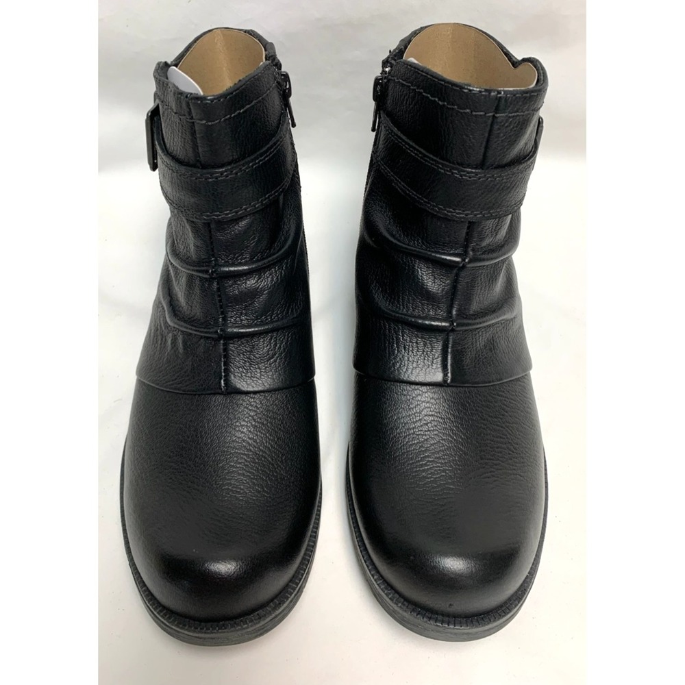 NIB Womens Earth Origins Randi Robby Wide Black Leather Ankle Boots SideZip 10 W - Picture 4 of 16